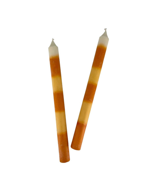 Par de Velas Longas Laranja e Amarelo