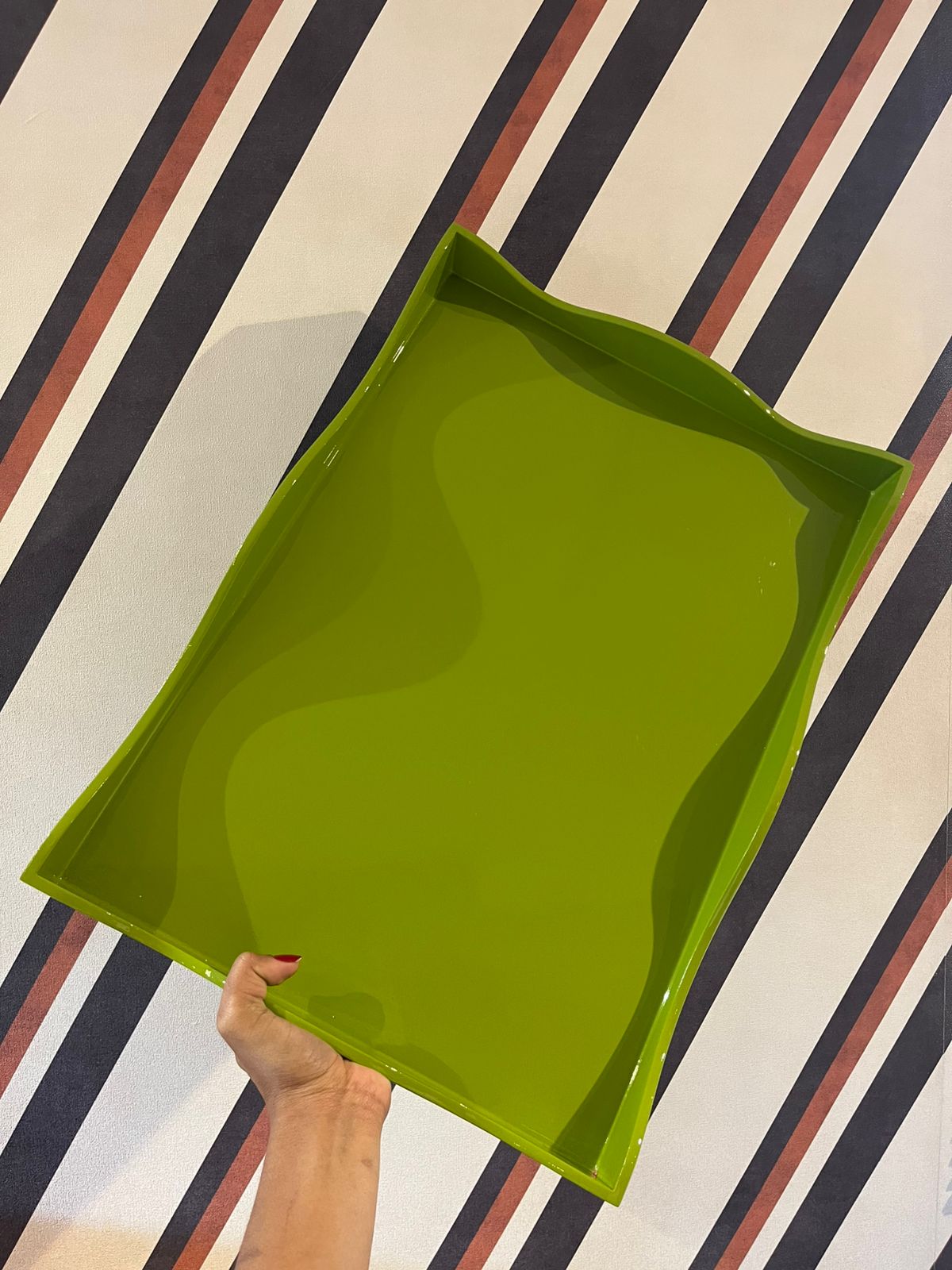 Bandeja em Laca Wave Retangular G Verde