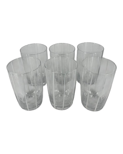 Set De 6 Copos Transparentes c/ Listras Brancas