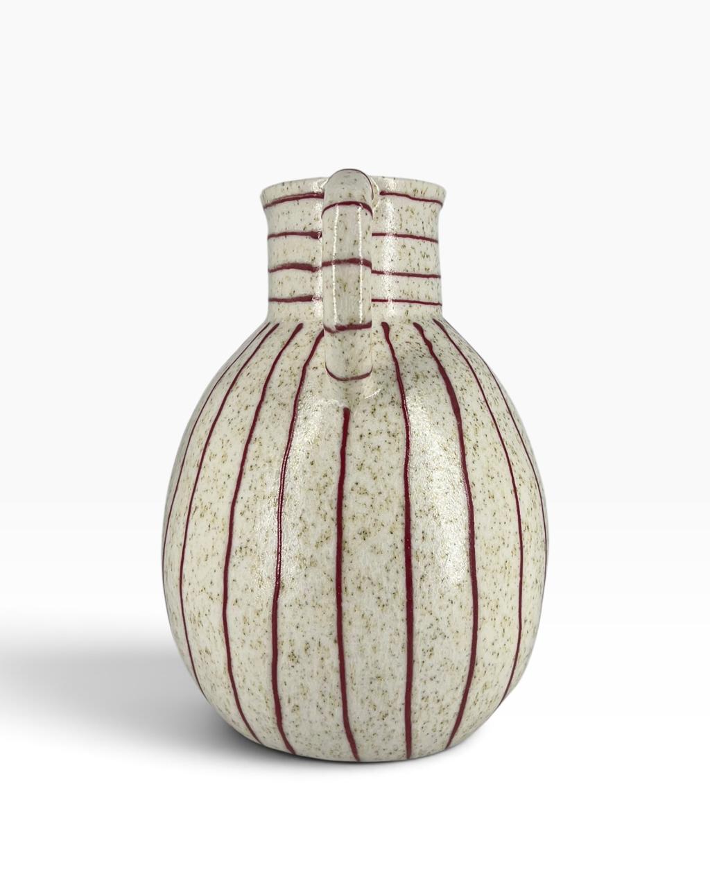 Vaso Jarra Cerâmica Listras Vermelho