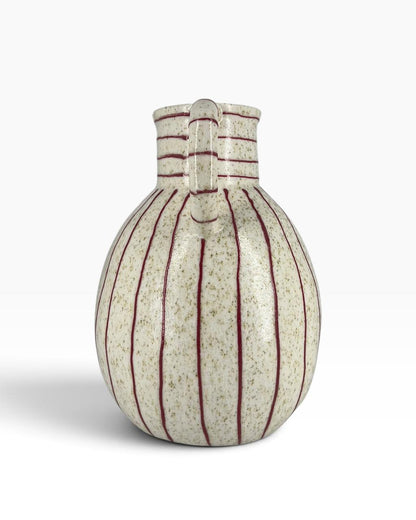 Vaso Jarra Cerâmica Listras Vermelho