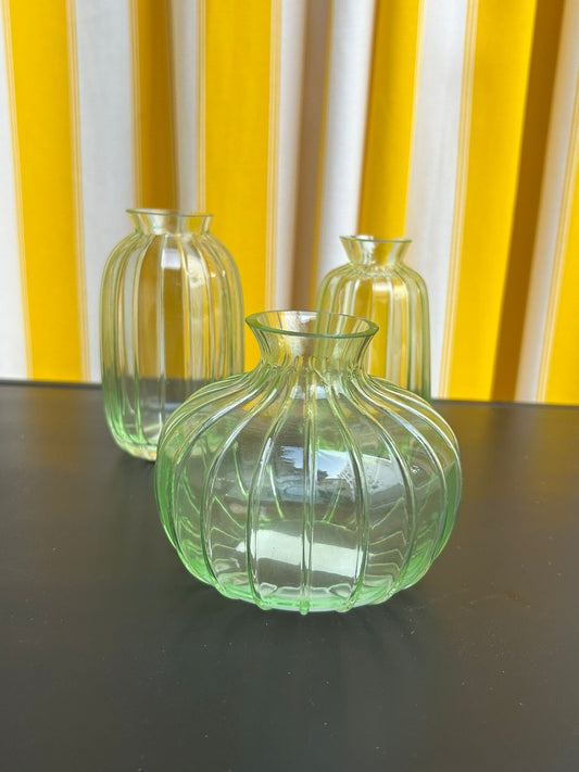 Trio Vaso Canelado Verde