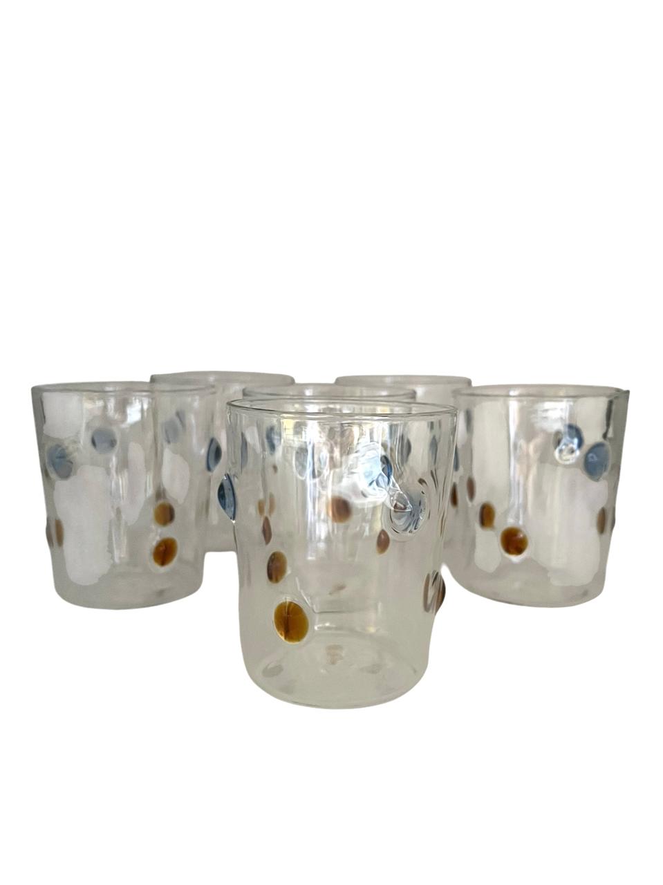 Set De 6 Copos Pois Azul Ambar