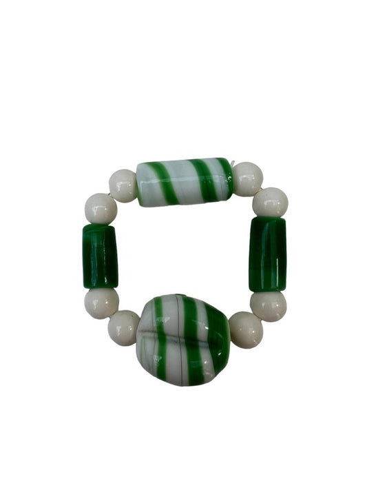 Argola Para Guardanapo Vidro Murano - Branco E Verde