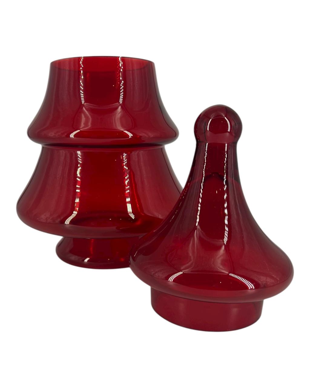 Pote em Vidro Árvore de Natal Vermelho P