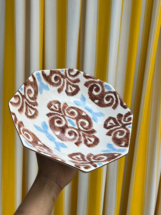 Saladeira Ikat Marrom E Azul