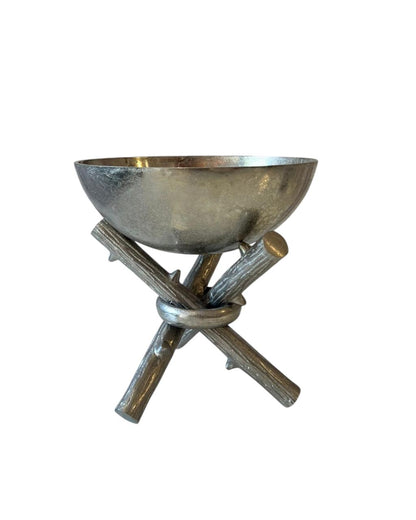 Bowl de Metal Prata com pé