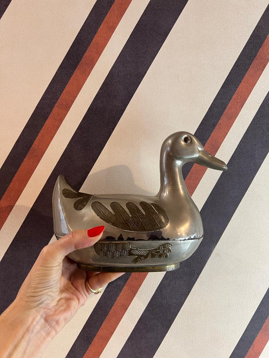 Castiçal Decorativo Pato Vintage em Metal