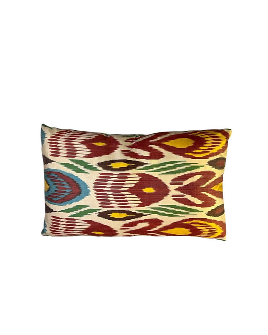 Almofada Ikat Vermelho e Amarelo Seda c/ Algodão 57x34