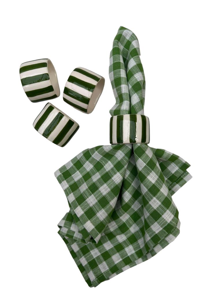 Set De 2 Argolas Para Guardanapos Stripe Verde