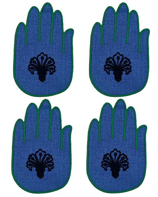 Set de 4 Porta Copos Mão Azul/Verde