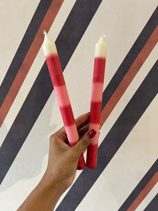 Par de Velas Longas Rosa e Vermelho