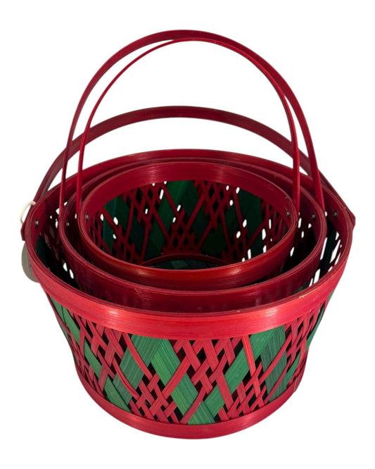 Conjunto de 3 Cestas Decorativas de Natal c/ alças