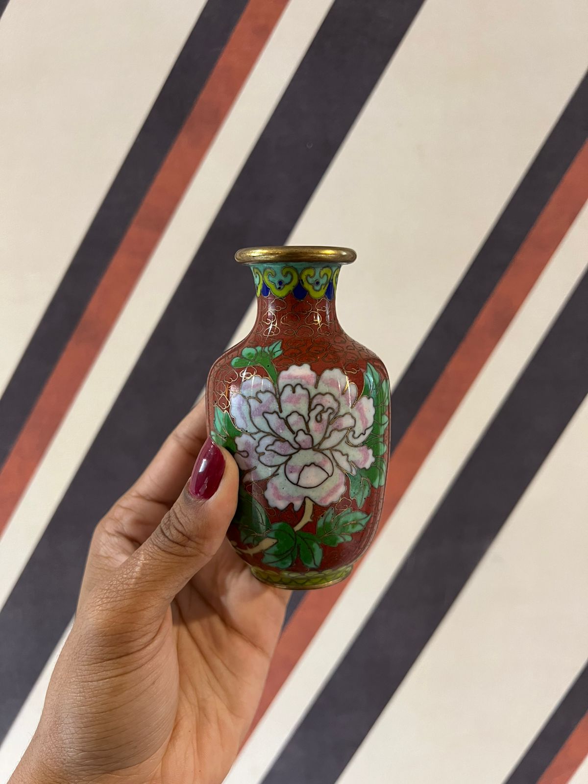 Vaso Cloisonne Rouge De Fer