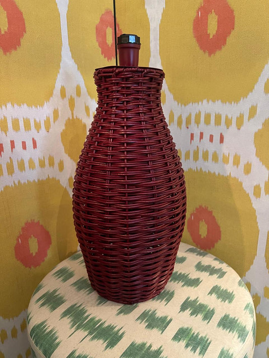 Base Abajur Rattan Vinho Alto