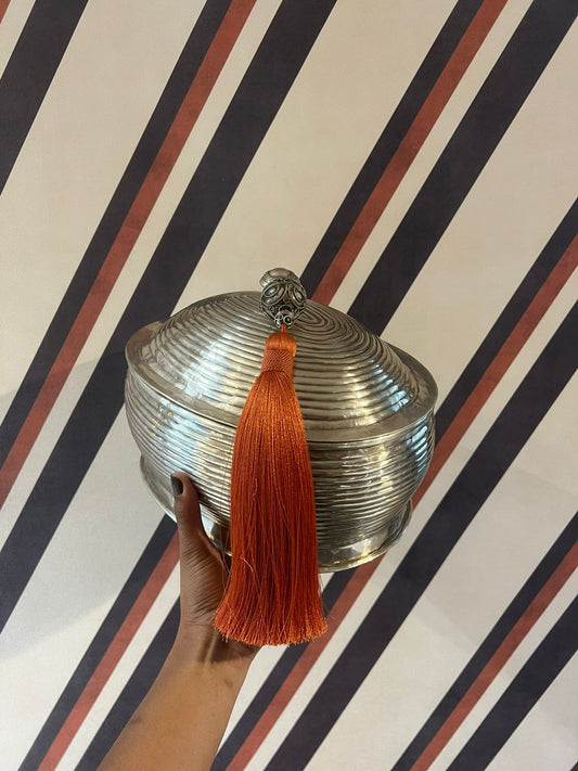 Caixa em Alpaca Oval Tassel Laranja