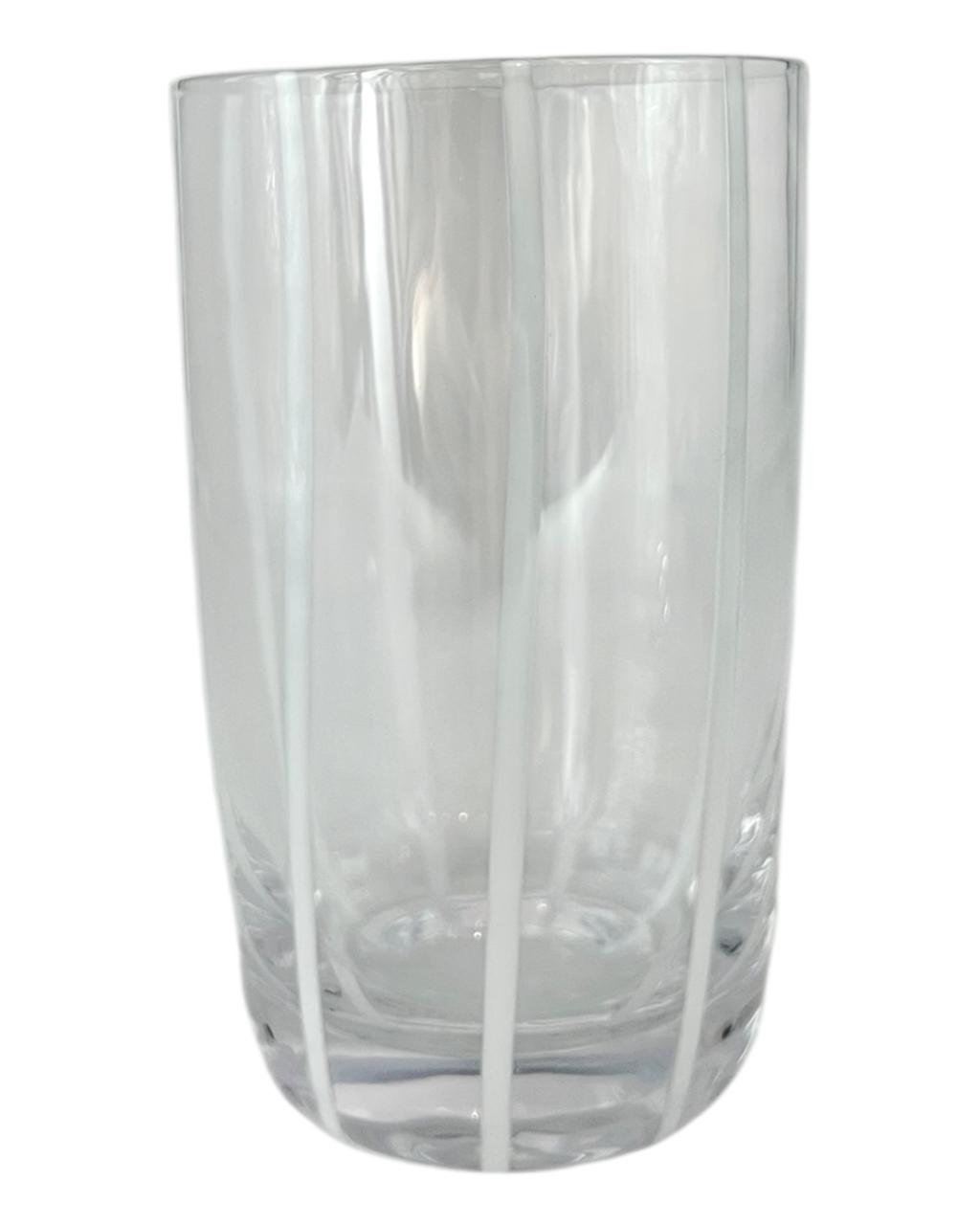 Set De 6 Copos Transparentes c/ Listras Brancas