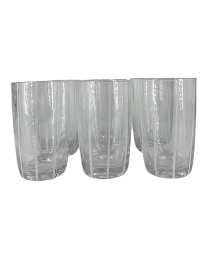 Set De 6 Copos Transparentes c/ Listras Brancas