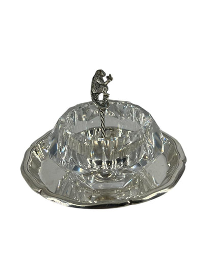 Saleiro Cristal e Prata Colher Macaco