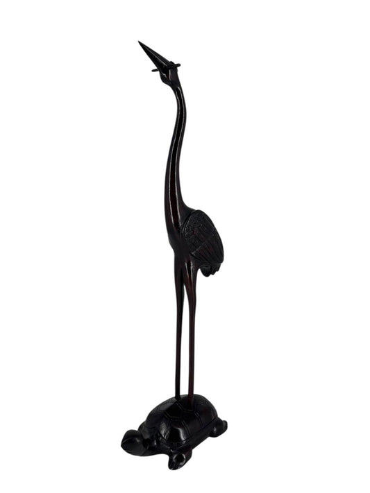Escultura Oriental Garça Sobre Tartaruga