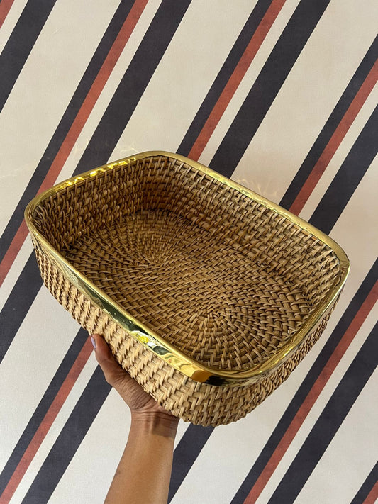 Cesto Fibra com Latão Alto G